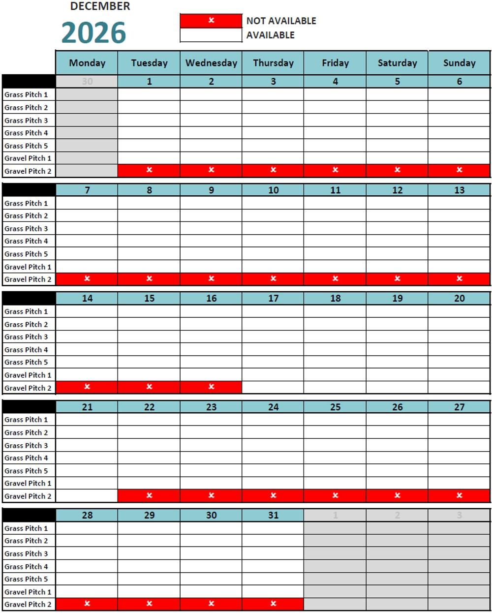 Calendar December 2026