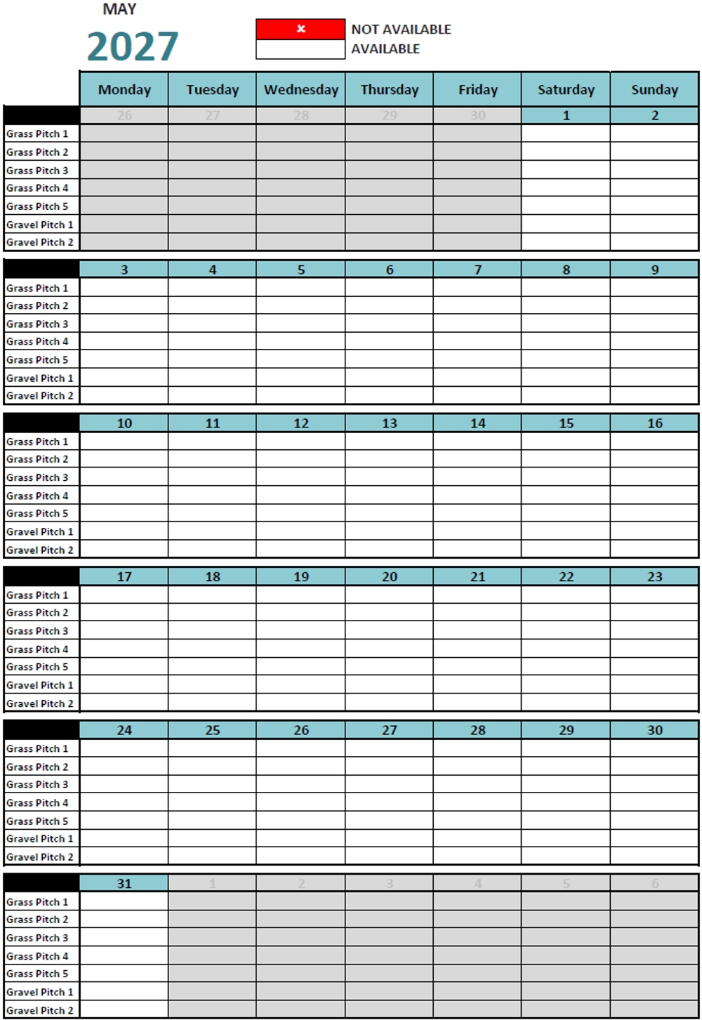 Calendar May 2027