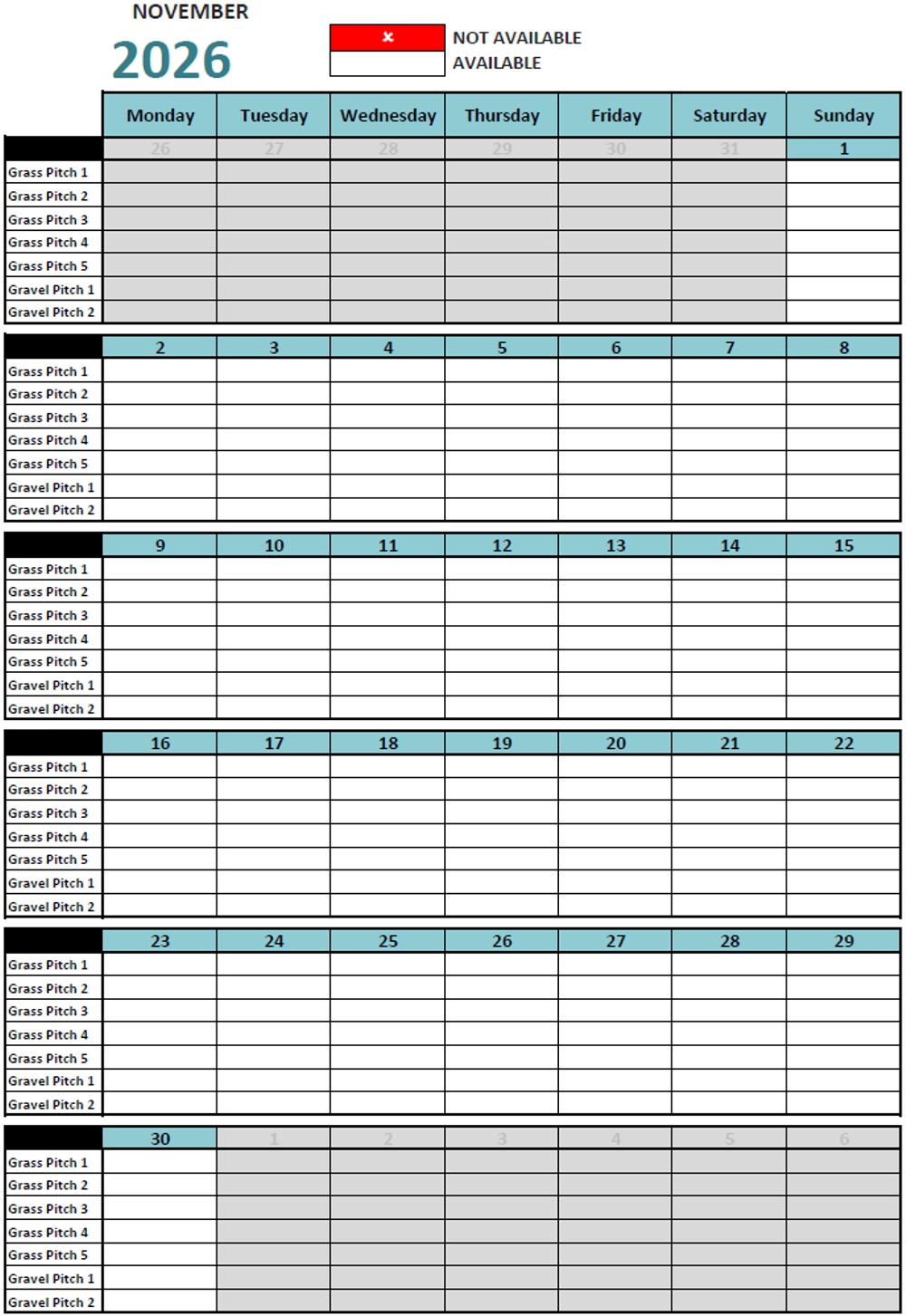 Calendar November 2026