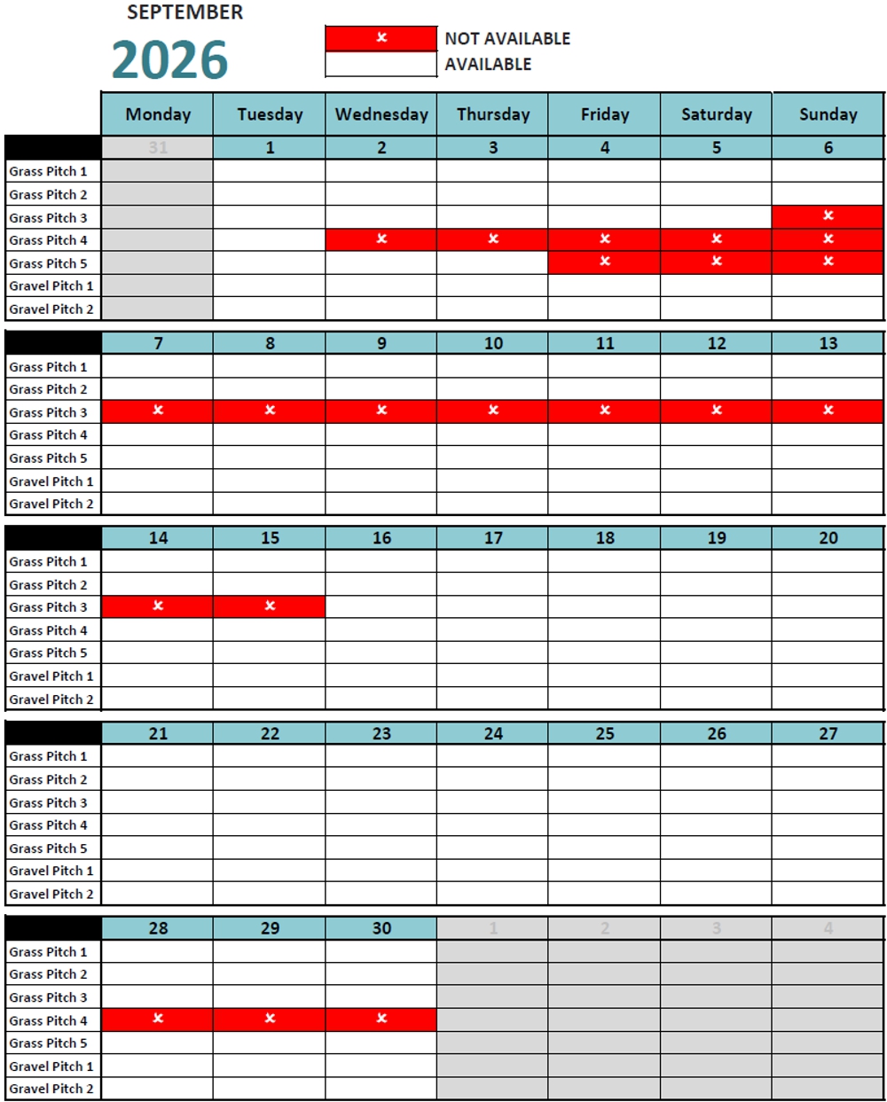 Calendar September 2026